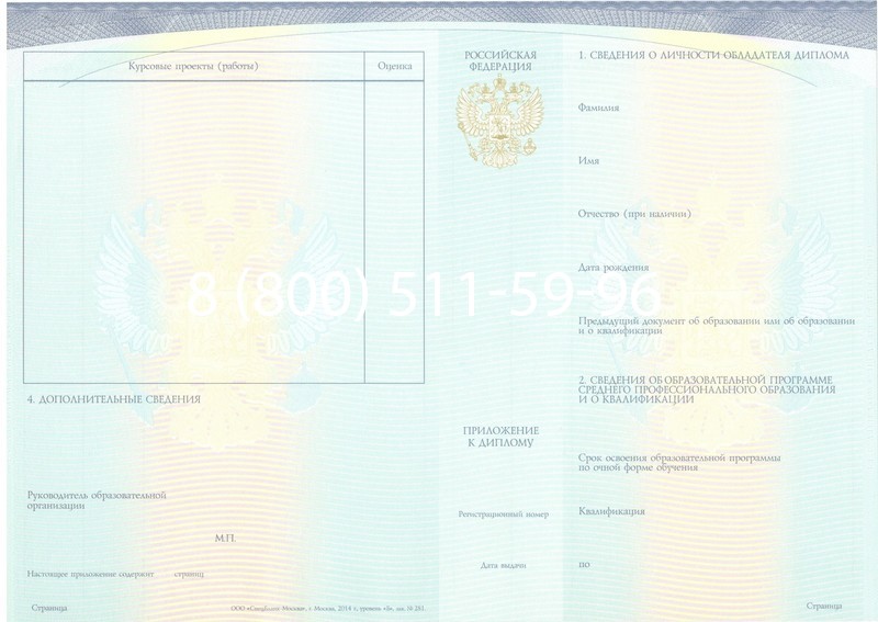 Купить Диплом техникума (Спецбланк) 2014-2024 года в Грозном